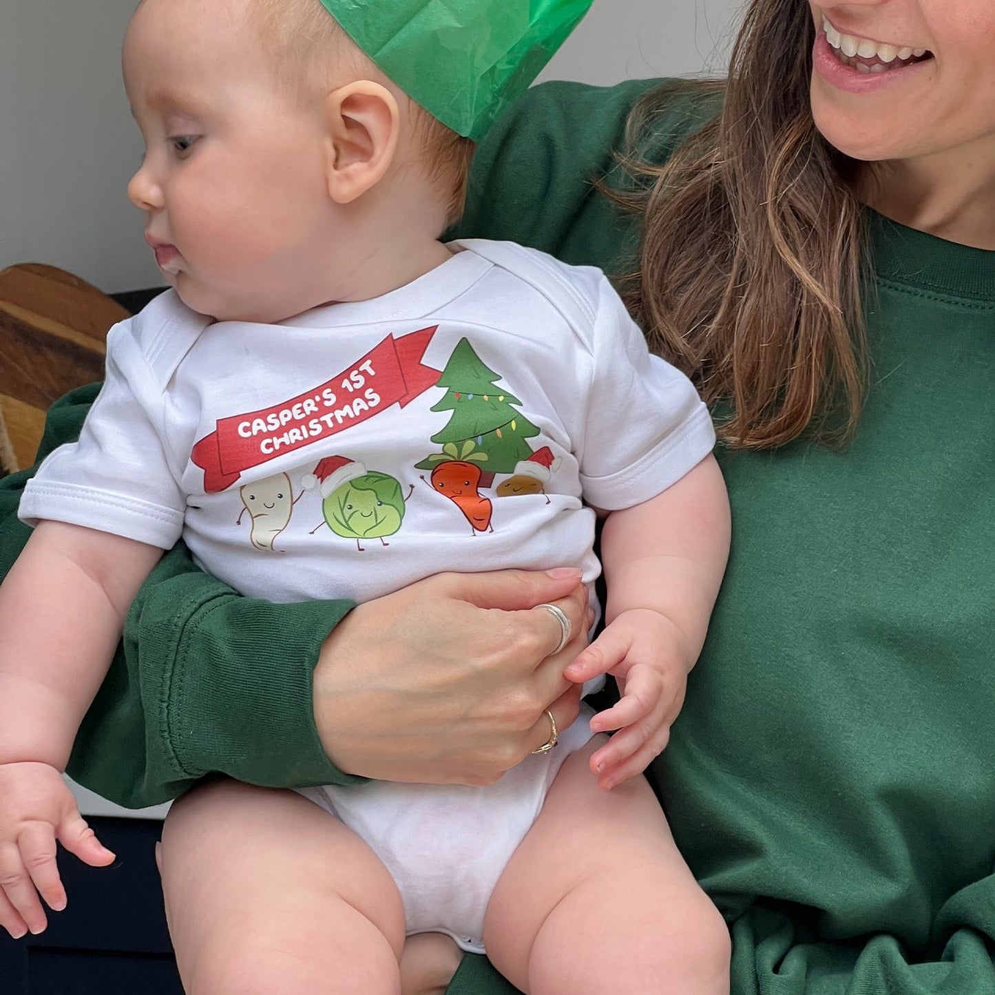 Christmas Dinner Scene Personalised Babygrow