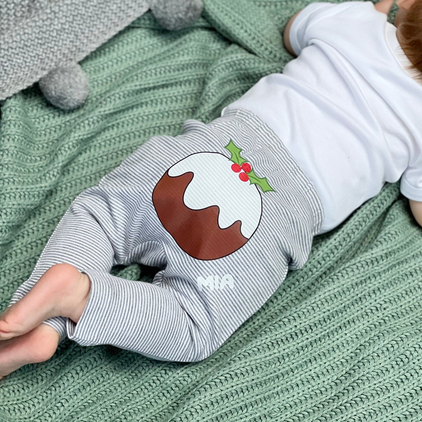 Christmas Pudding Personalised Baby Leggings
