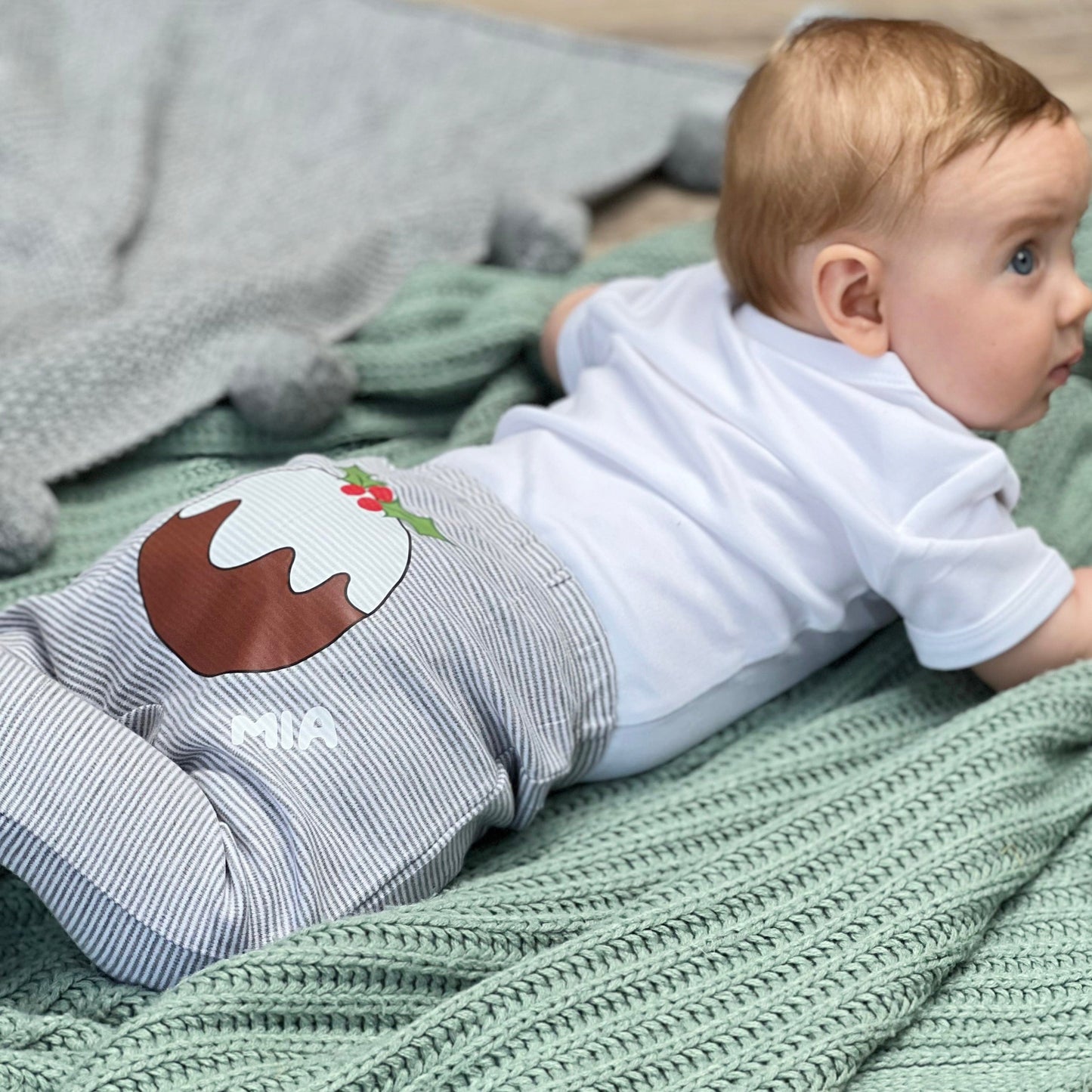 Christmas Pudding Personalised Baby Leggings