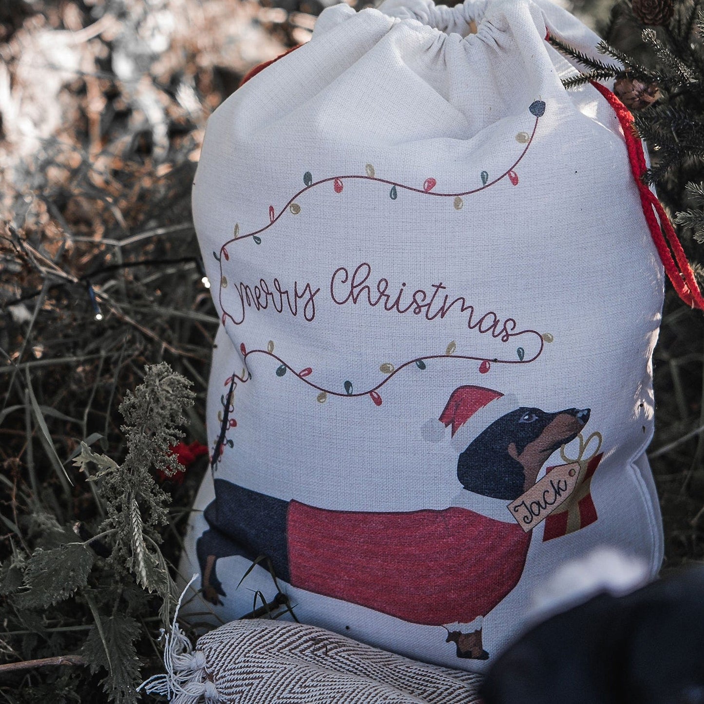 Couples Sausage Dog Set Of Christmas Sacks