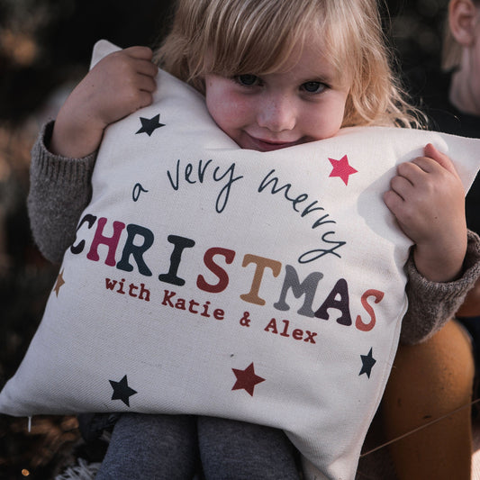 Colourful Christmas Personalised Cushion