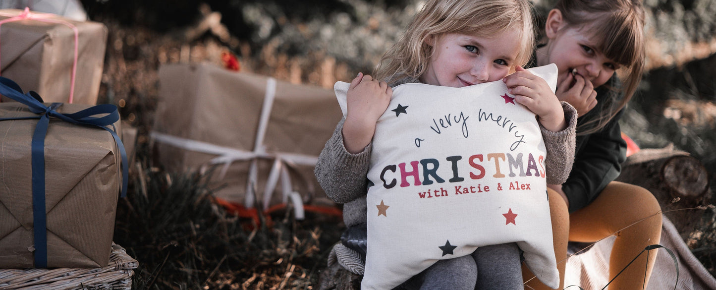 Colourful Christmas Personalised Cushion