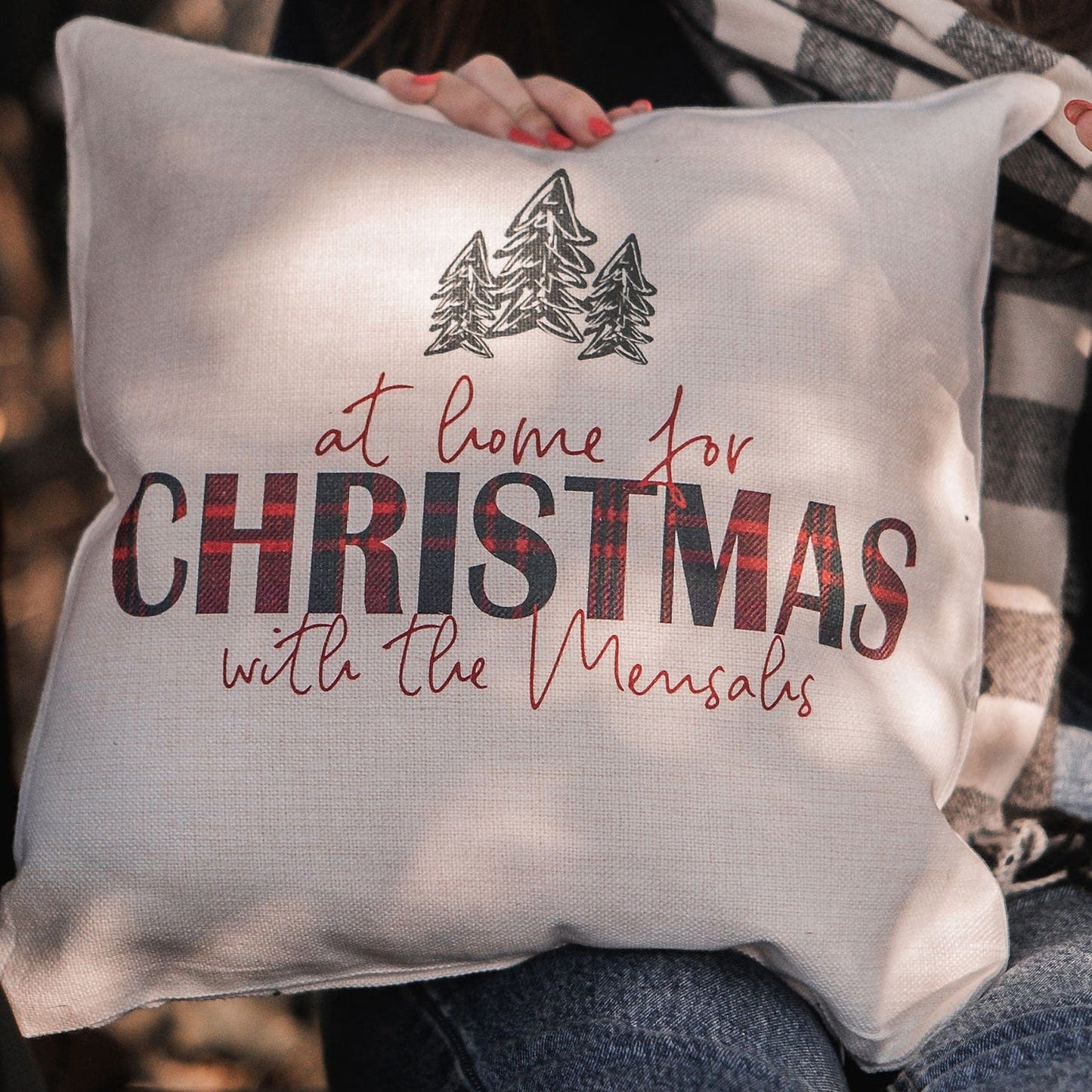 Personalised Tartan Christmas Cushion