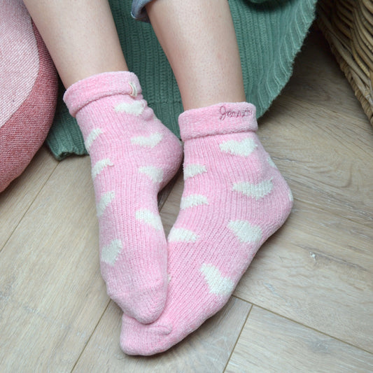 Embroidered Chenille Pink Heart Personalised Socks