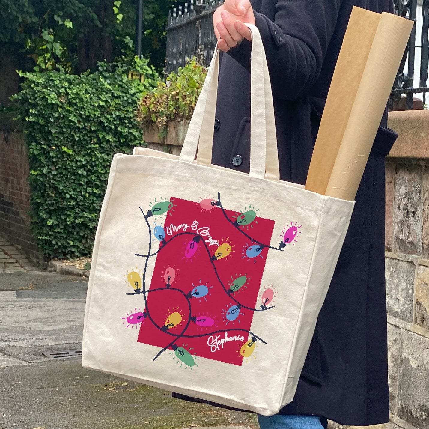 Christmas Lights Personalised Tote bag