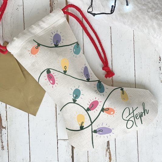 Christmas Lights Personalised Stocking