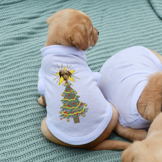 Personalised Christmas Tree Photo Dog T-Shirt