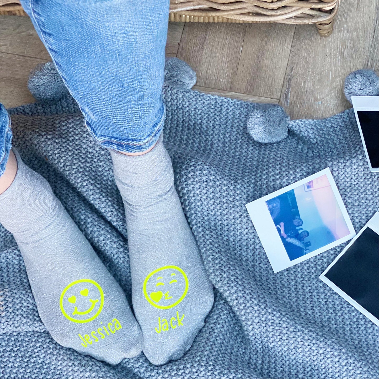 Neon Couples Smiley Face Personalised Socks