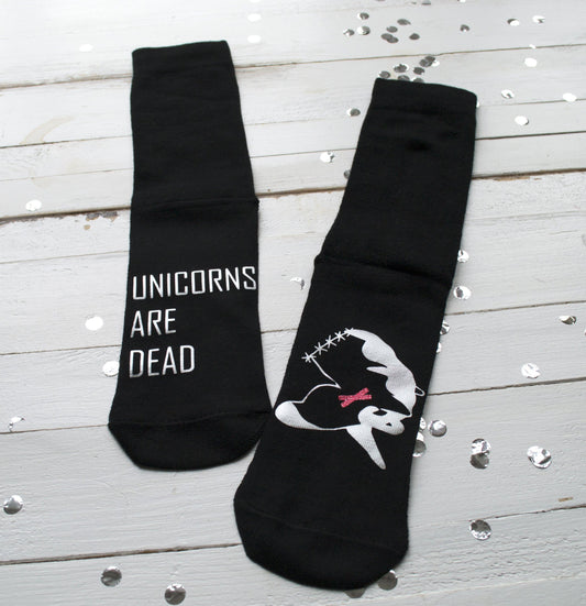 Dead Unicorn Halloween Socks, Socks, - ALPHS