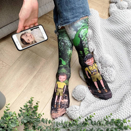 Daddy And Me Dinosaur Photo Socks, Photo Socks, - ALPHS