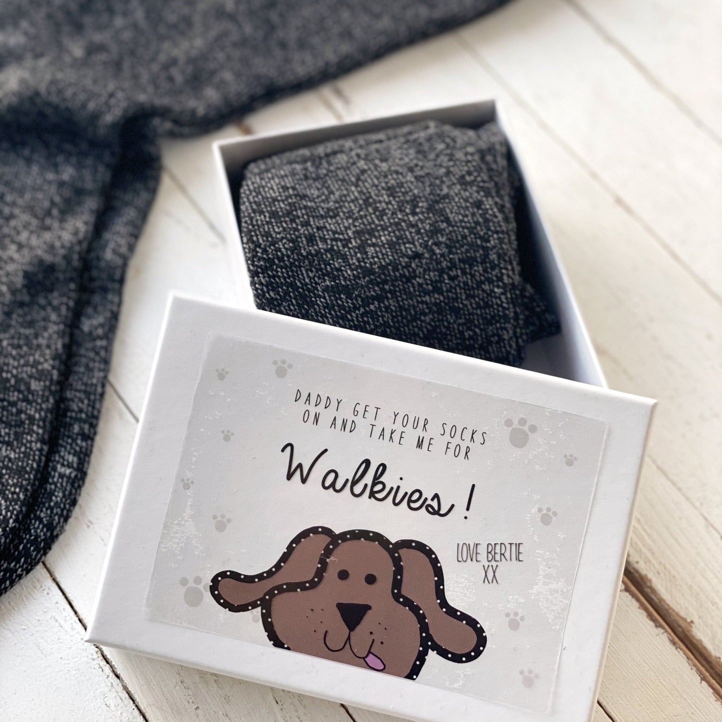 Set of Two Dog Walking Socks Personalised Gift Set