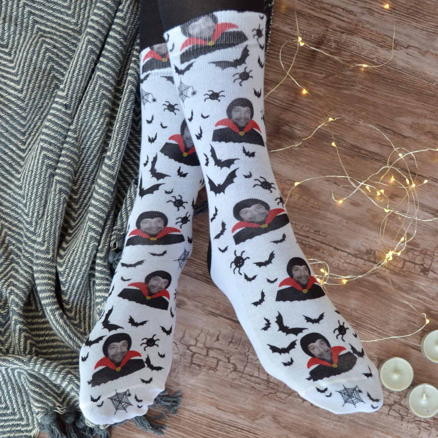 Dracula Personalised Photo Socks