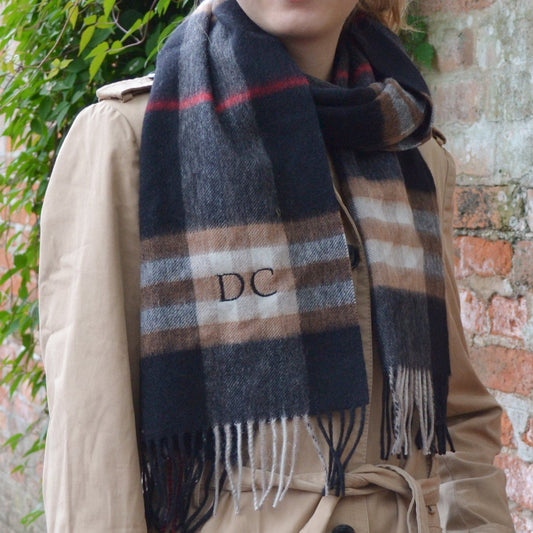Embroidered Monogram Scarf