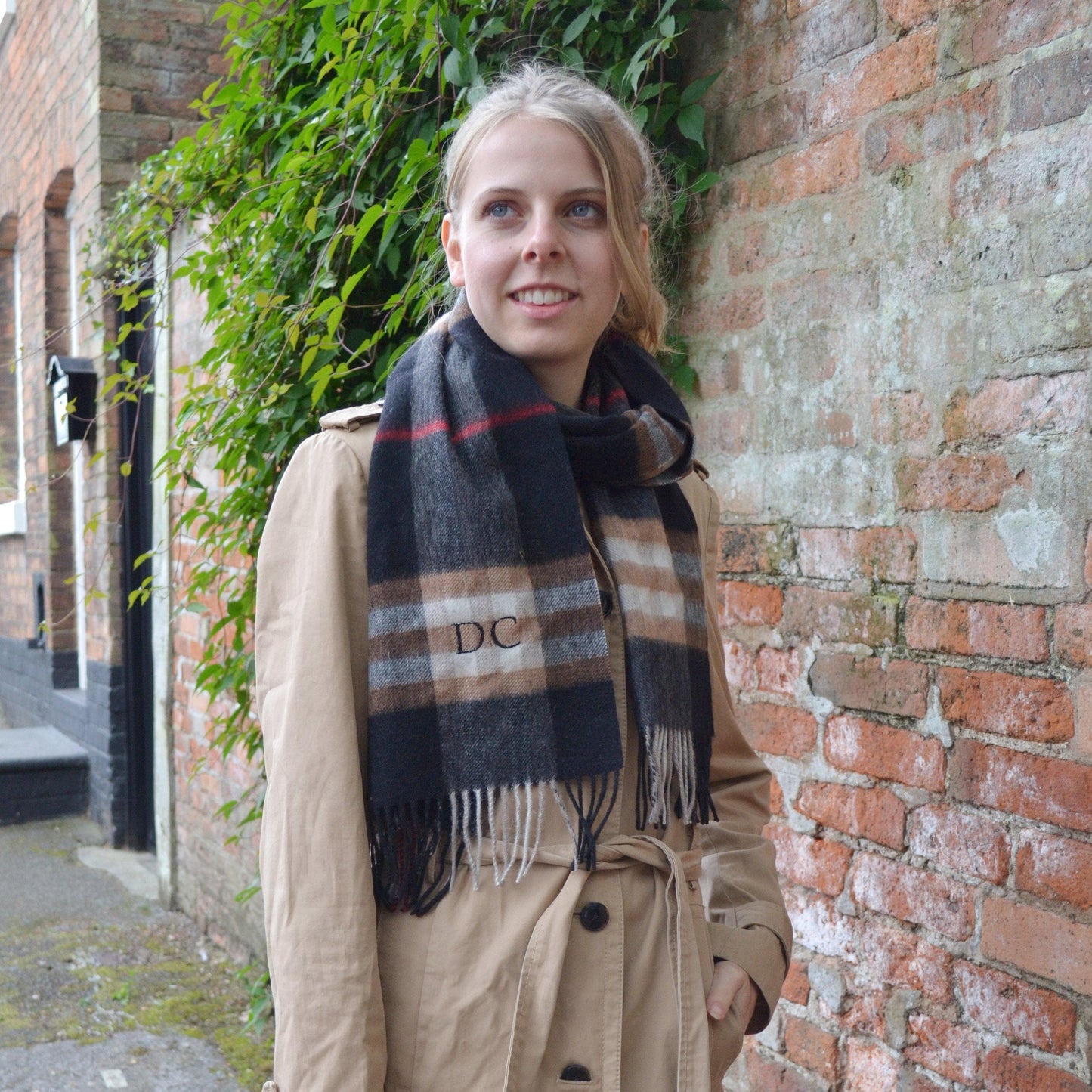 Embroidered Monogram Scarf
