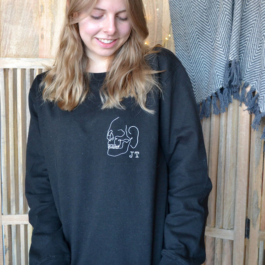 Personalised Embroidered Skull Halloween Jumper