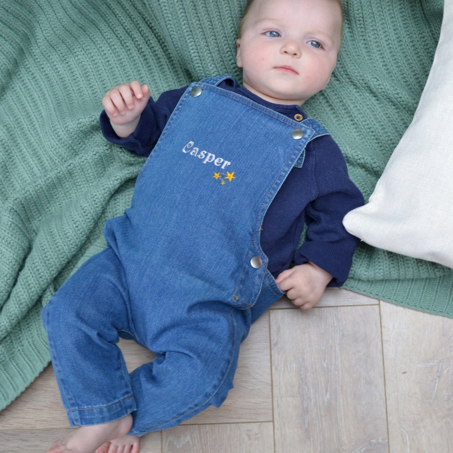 Embroidered Star Personalised Dungarees