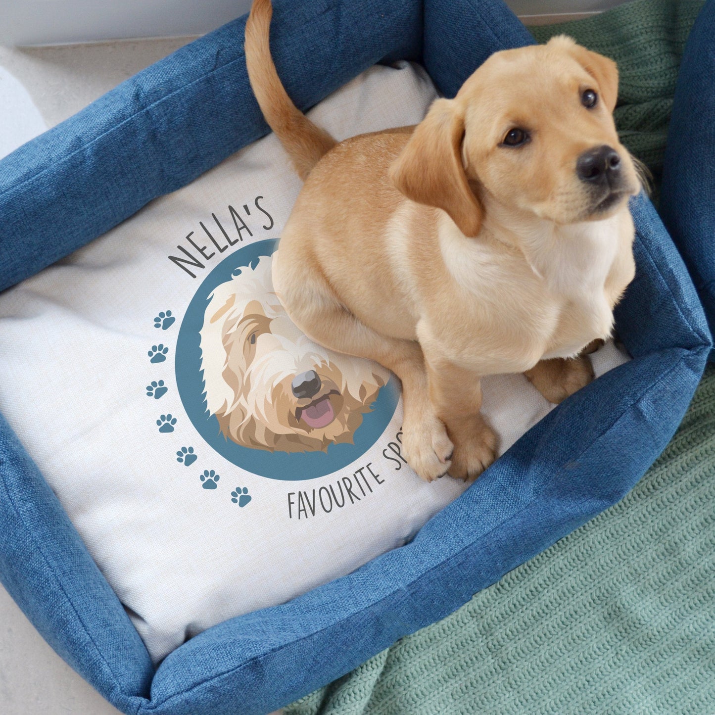 Personalised Favourite Spot Illustration Dog Bed