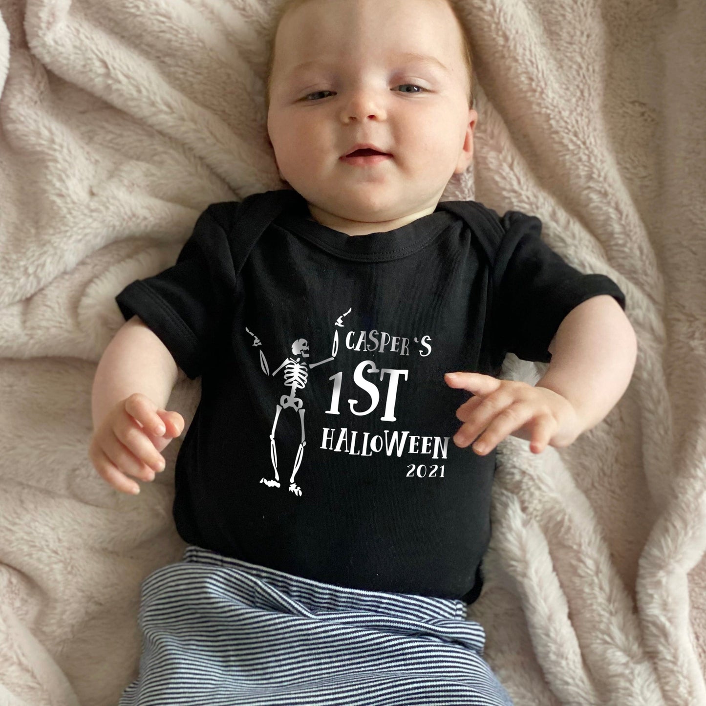 First Halloween Skeleton Personalised Babygrow