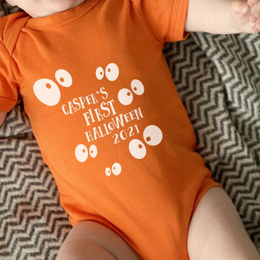 First Halloween Googly Eyes Personalised Babygrow