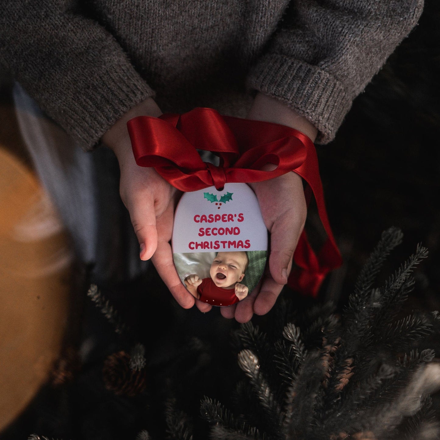Personalised Milestone Christmas Photo Decoration