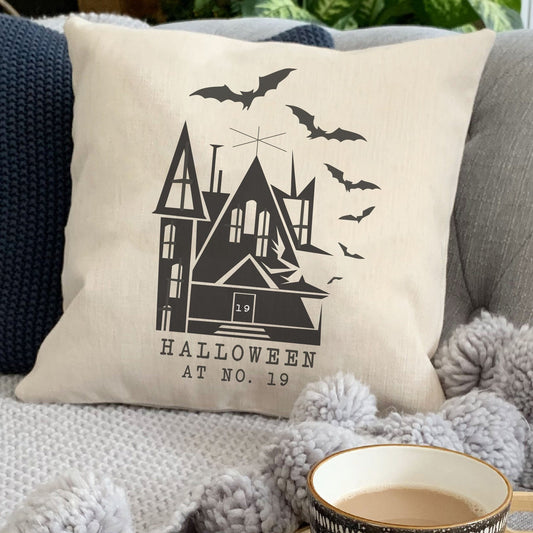 Halloween House Number Personalised Cushion