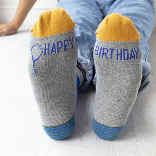 Men's Happy Birthday Patterned Slogan Socks, Socks, - ALPHS