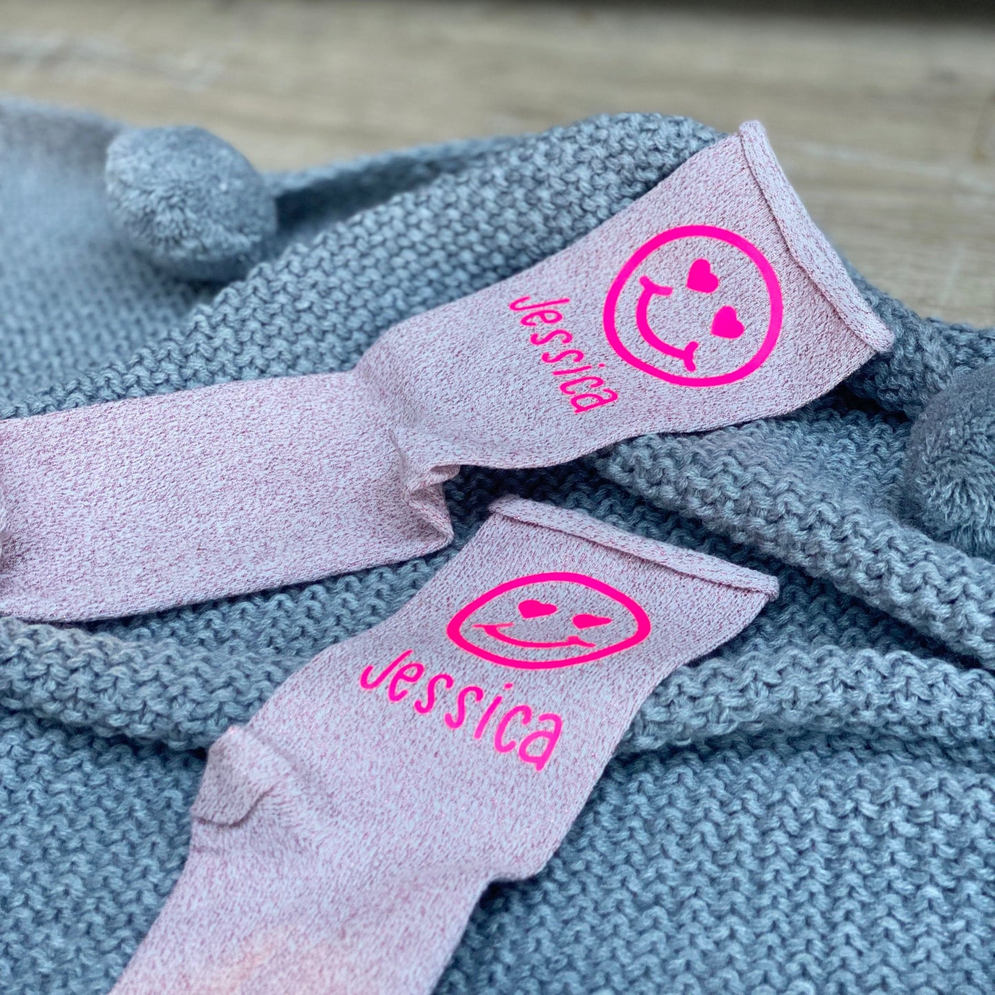Heart Eyes Neon Smiley Face Personalised Socks