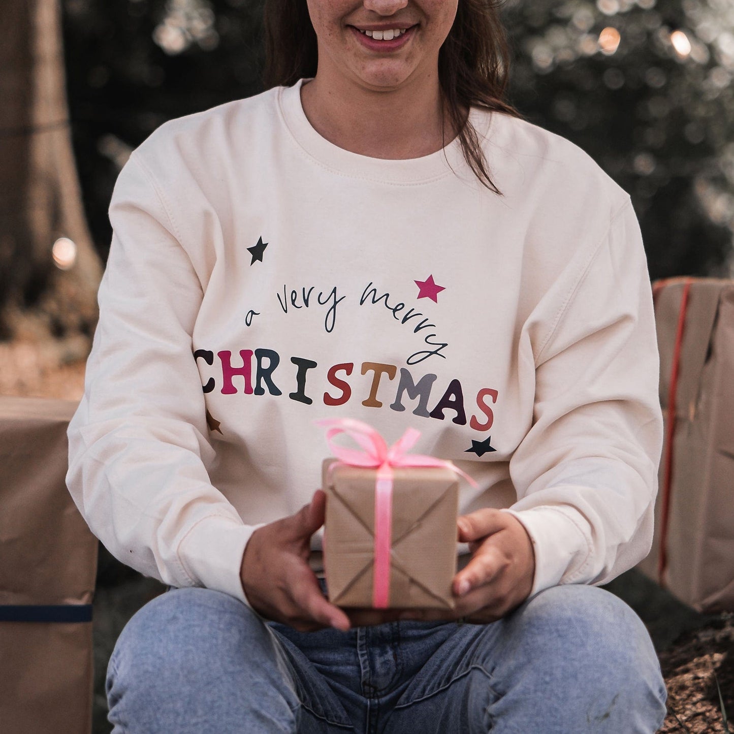 Colourful Christmas Slogan Jumper
