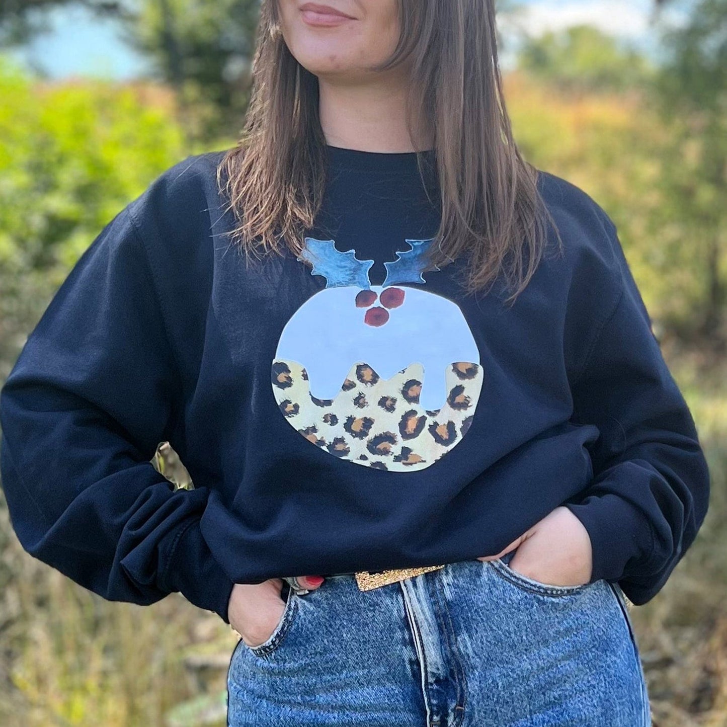 Leopard Christmas Pudding Jumper