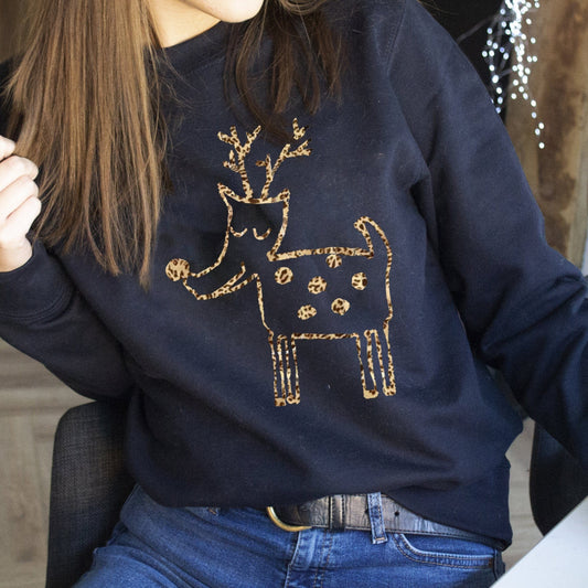 Leopard Print Reindeer Christmas Jumper