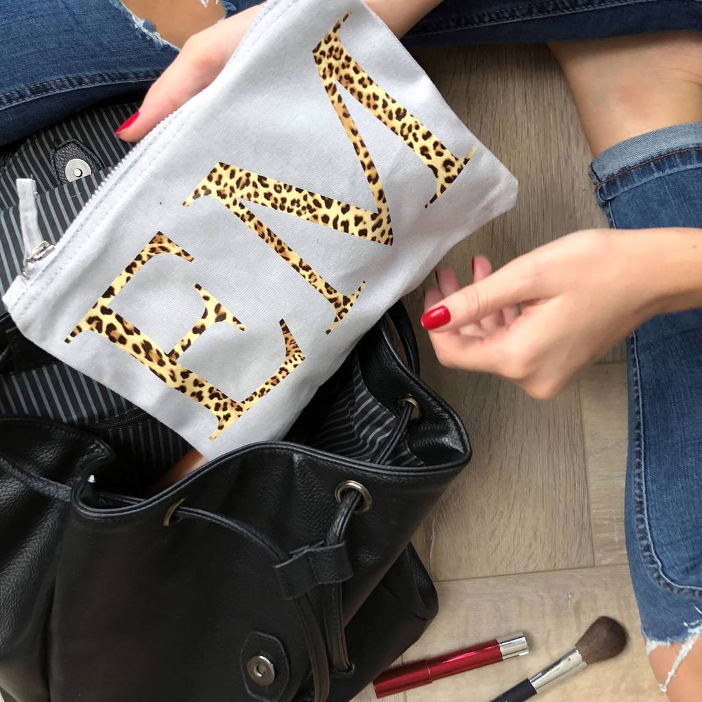 Personalised Leopard Print Cosmetic Bag, Make Up Bag, - ALPHS