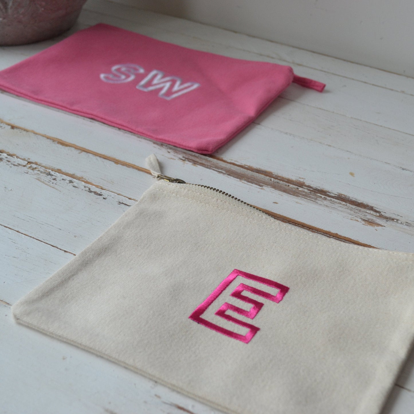 Embroidered Letter Pencil Case