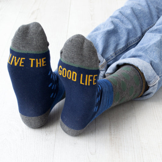 Live The Good Life Men's Slogan Gift Socks, Socks, - ALPHS