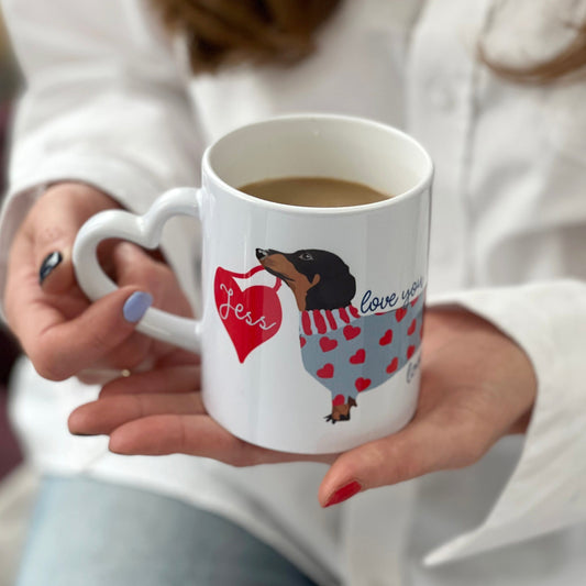 Love You Long Time Sausage Dog Personalised Mug