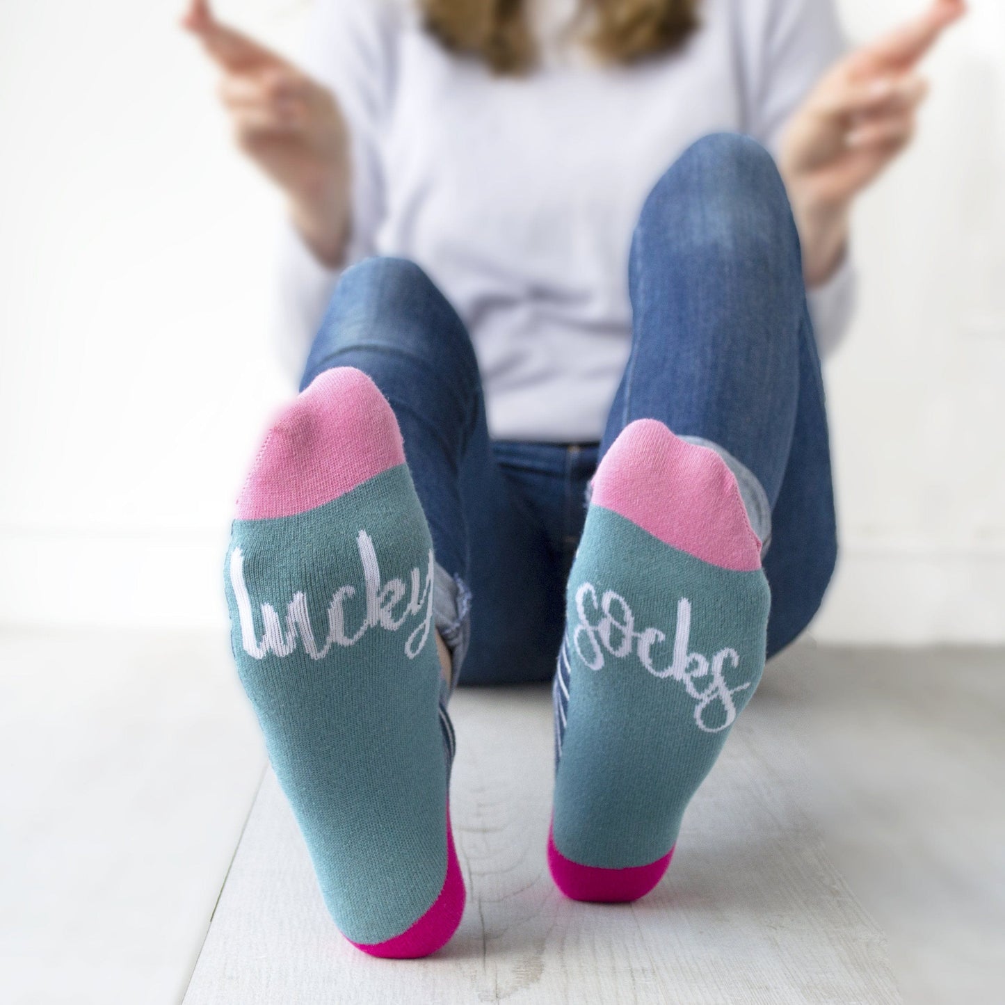 Lucky Socks, Striped Slogan Socks, Socks, - ALPHS