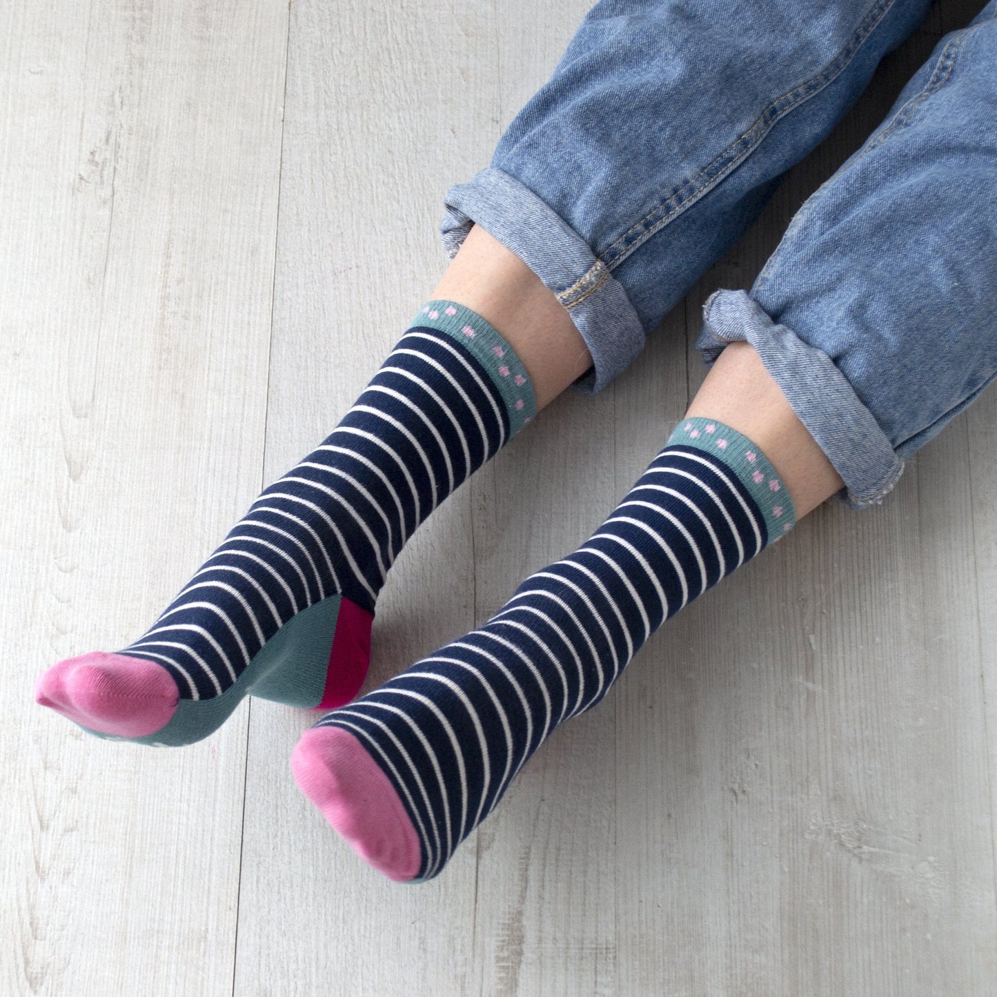 Lucky Socks, Striped Slogan Socks, Socks, - ALPHS