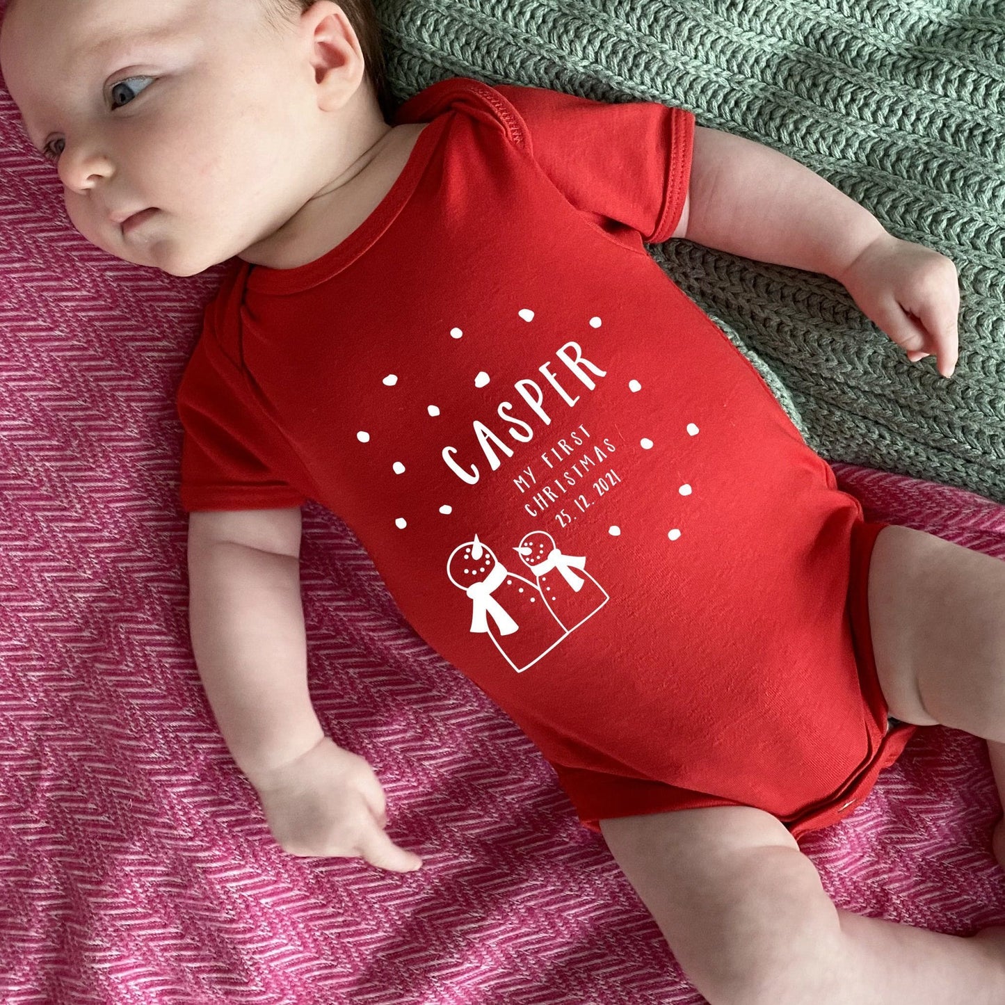 My First Christmas Personalised Snow Babygrow