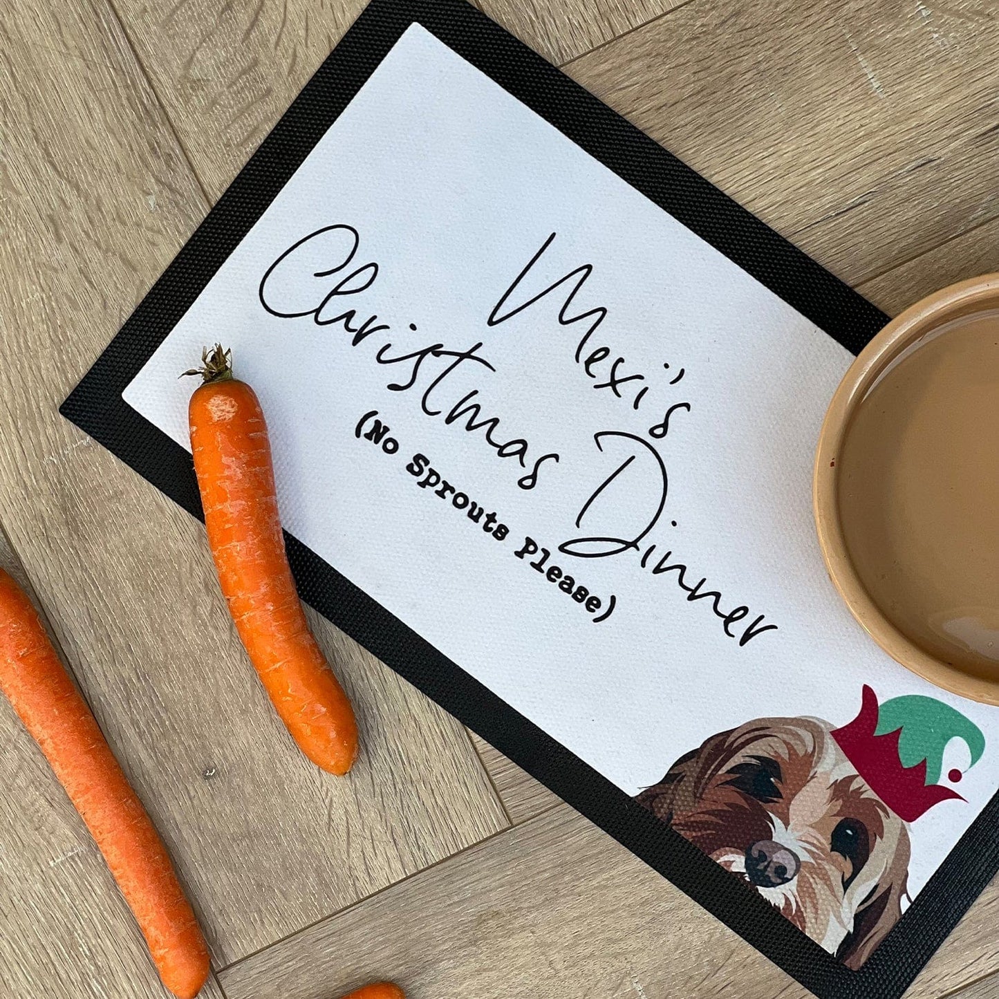 Personalised Christmas Dinner Pet Bowl Mat
