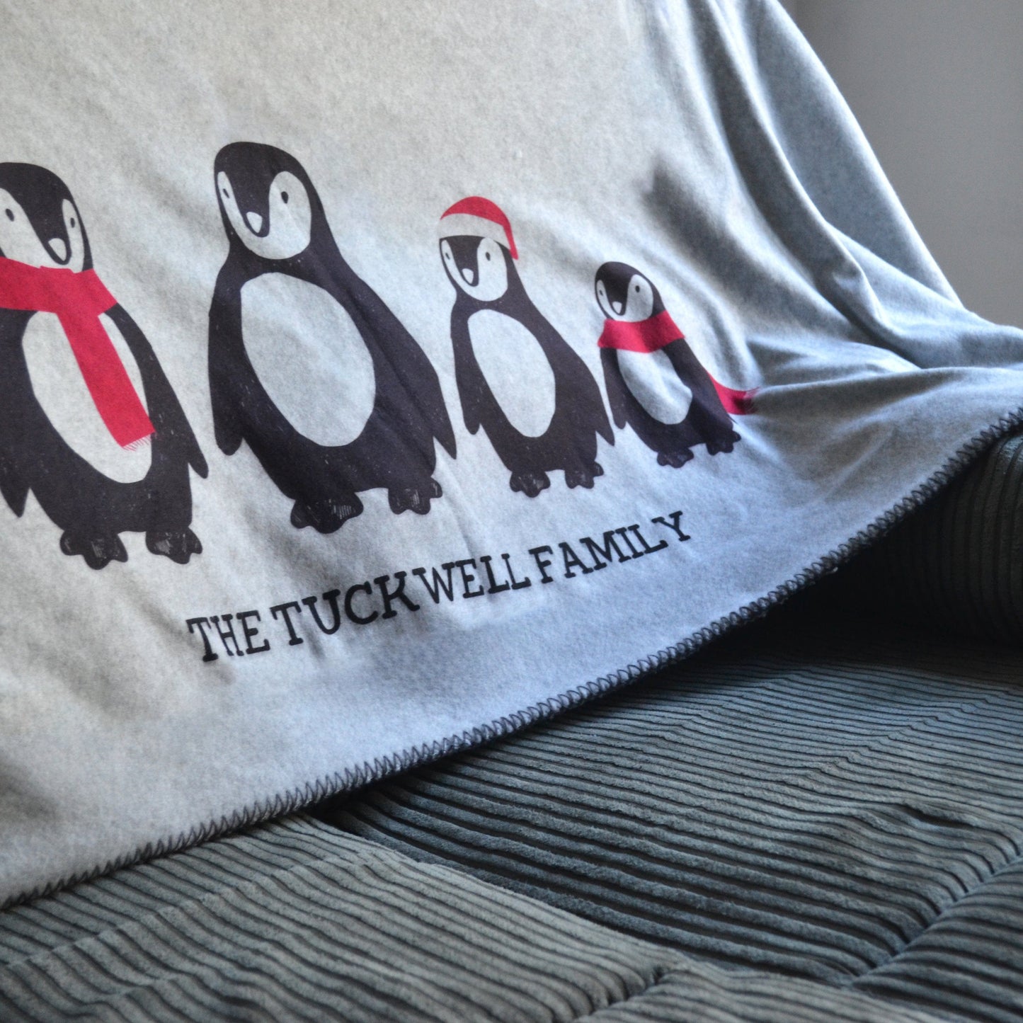Personalised Penguin Family Blanket