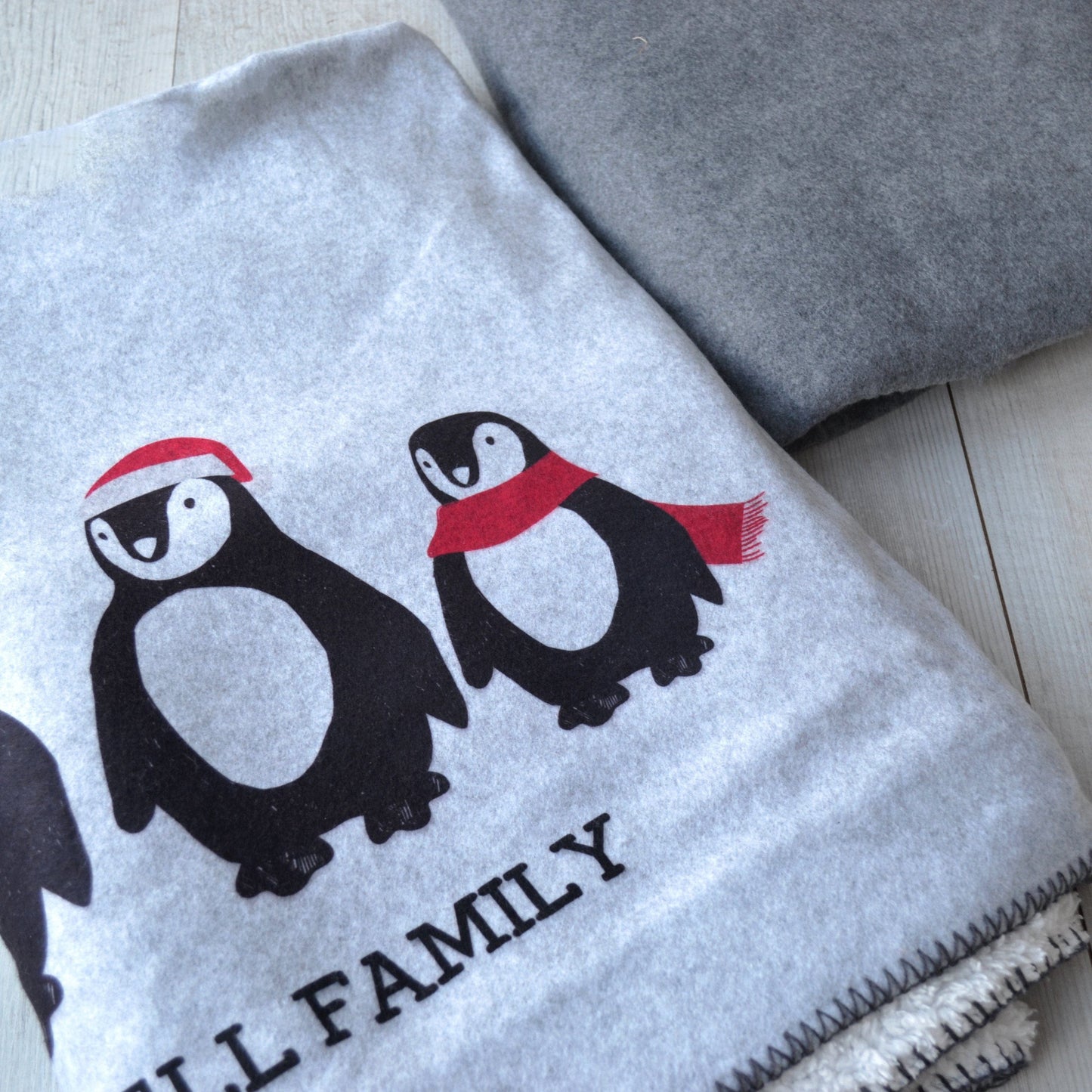 Personalised Penguin Family Blanket