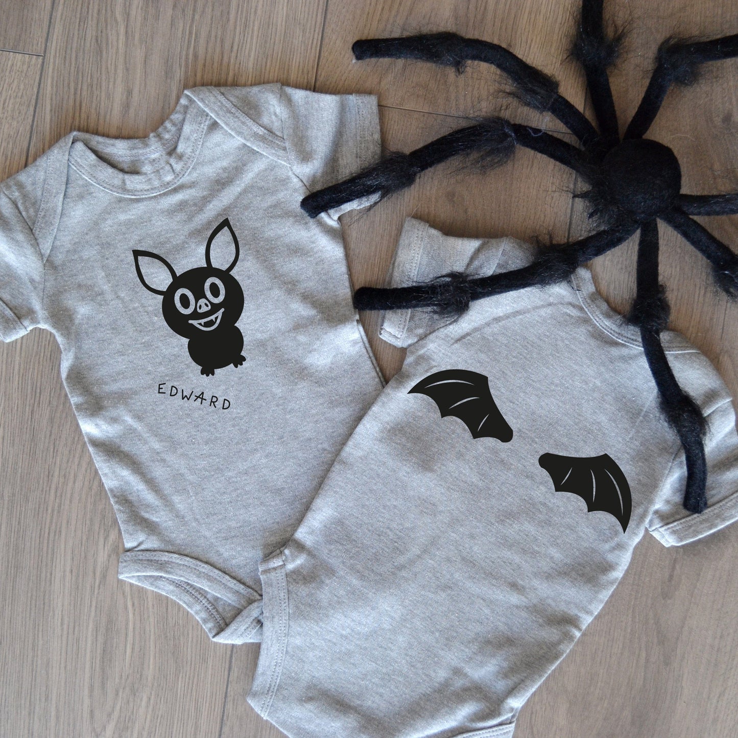 Personalised Bat Wings Halloween Baby Grow
