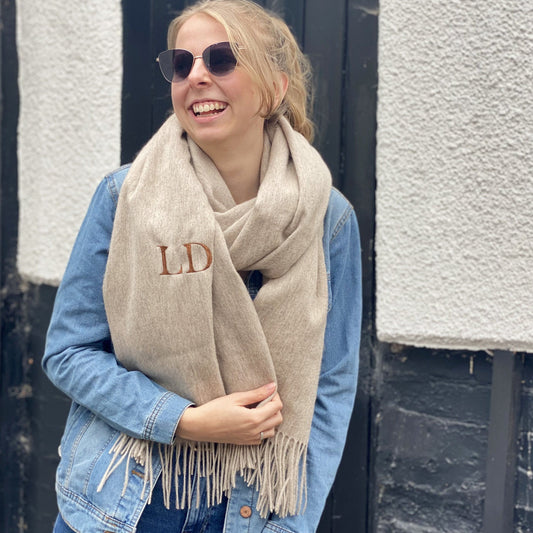 Lambswool Initial Blanket Personalised Scarf