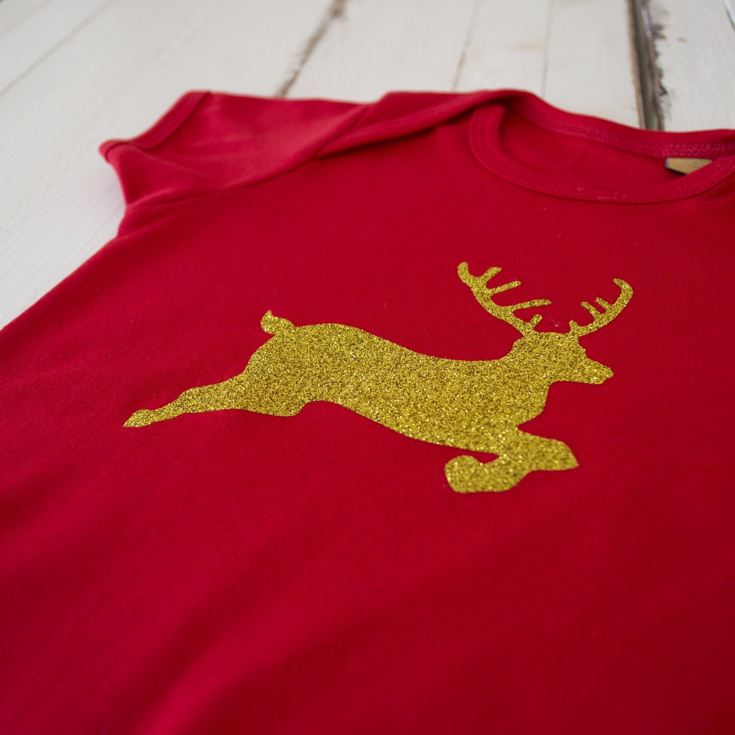 Christmas Glitter Reindeer Babygrow
