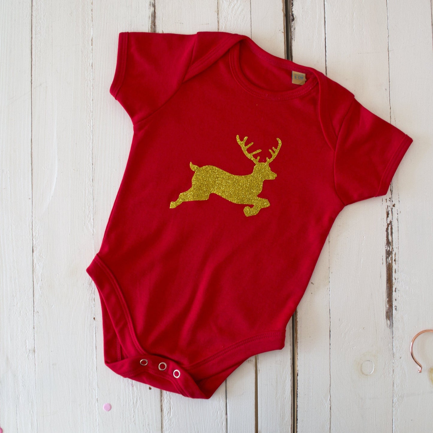 Christmas Glitter Reindeer Babygrow