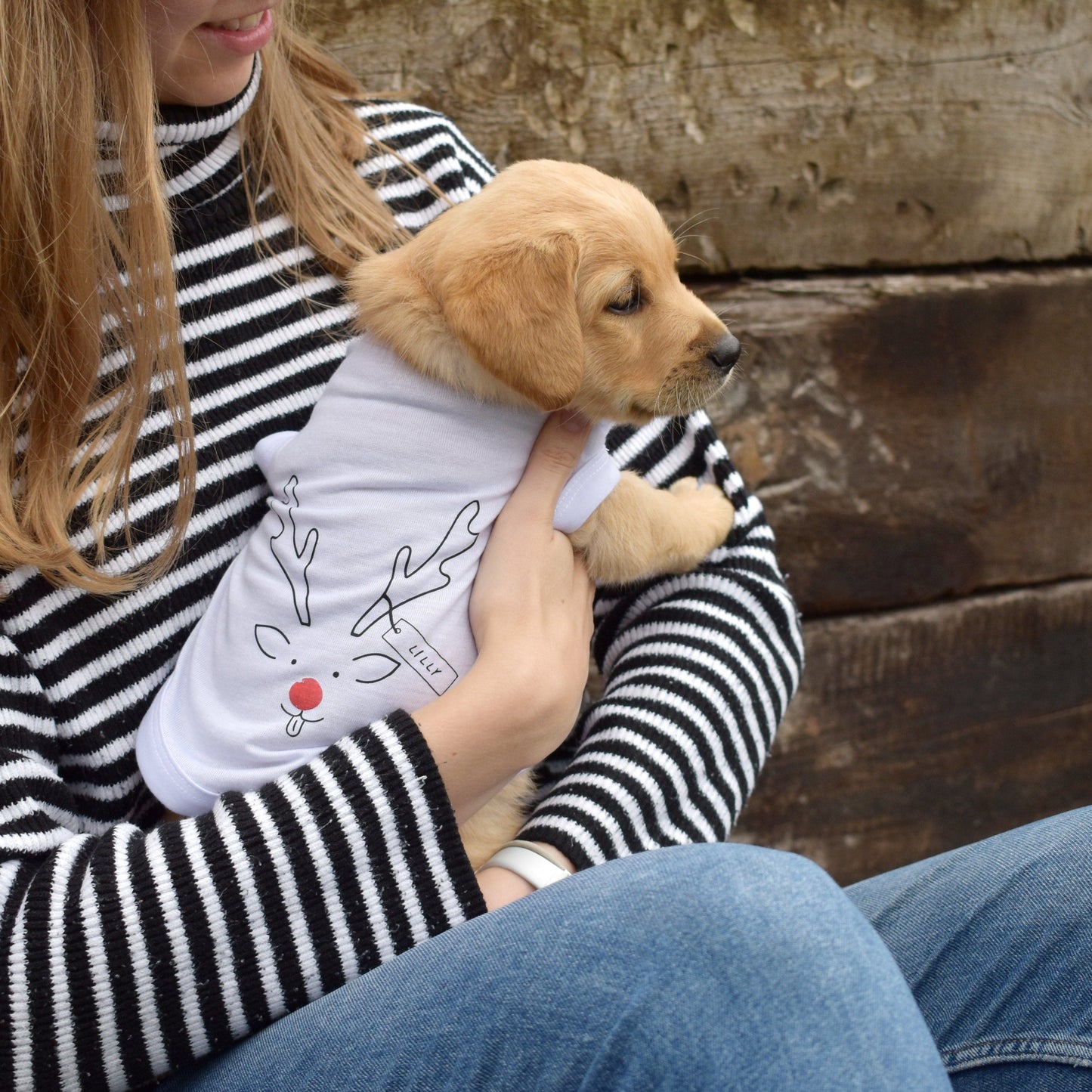 Personalised Reindeer Dog T-Shirt