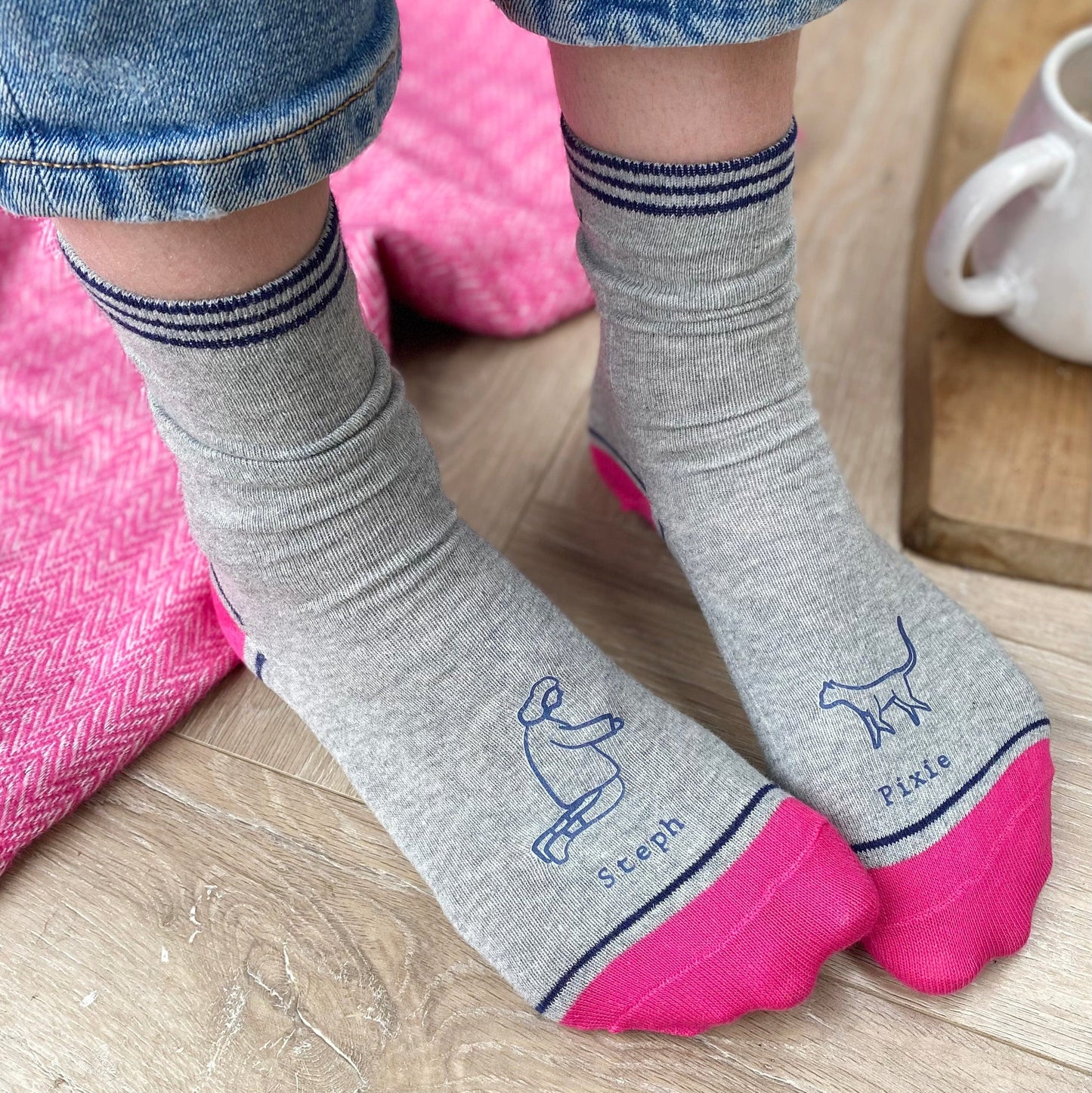 Cat And Owner Personalised Socks