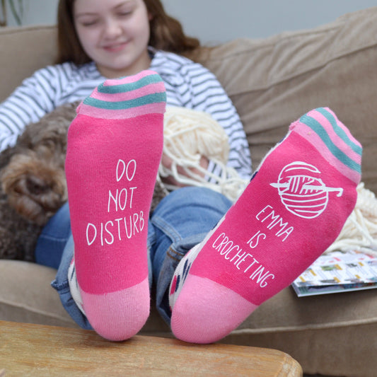Do Not Disturb Crocheting Personalised Socks