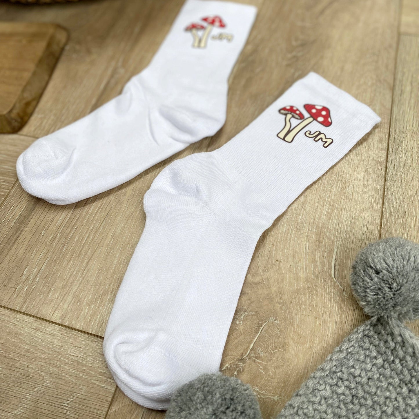 Mushroom Motif Personalised Crew Socks