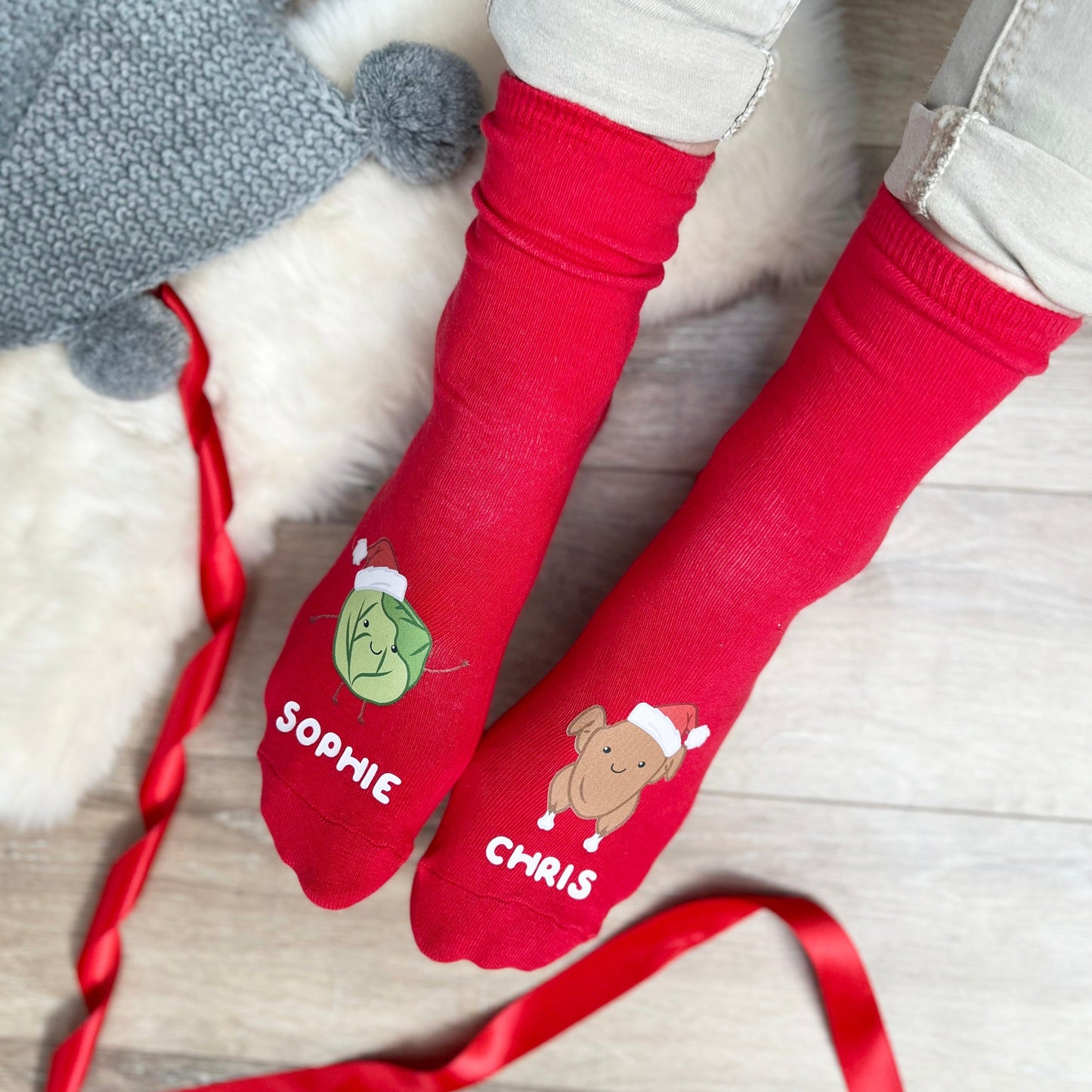 Christmas Dinner Couples Personalised Socks
