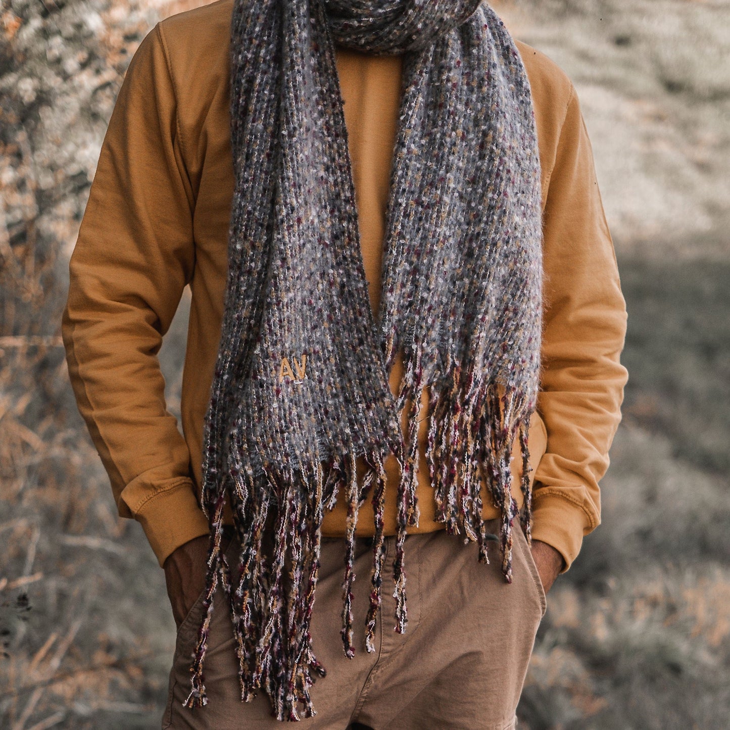 Chunky Embroidered Colourful Scarf